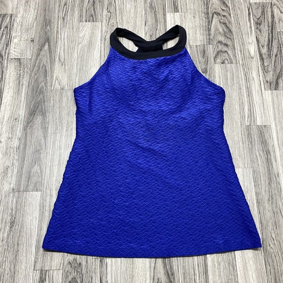 LUCY Halter Neck Keyhole Back Blue Activewear Tank Top Women's Size Small - Picture 3 of 10